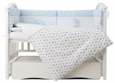 Постільний комплект 6 ел Twins Birds 4021-TB-401, blue / white, 120 × 60 см, 100% бавовна